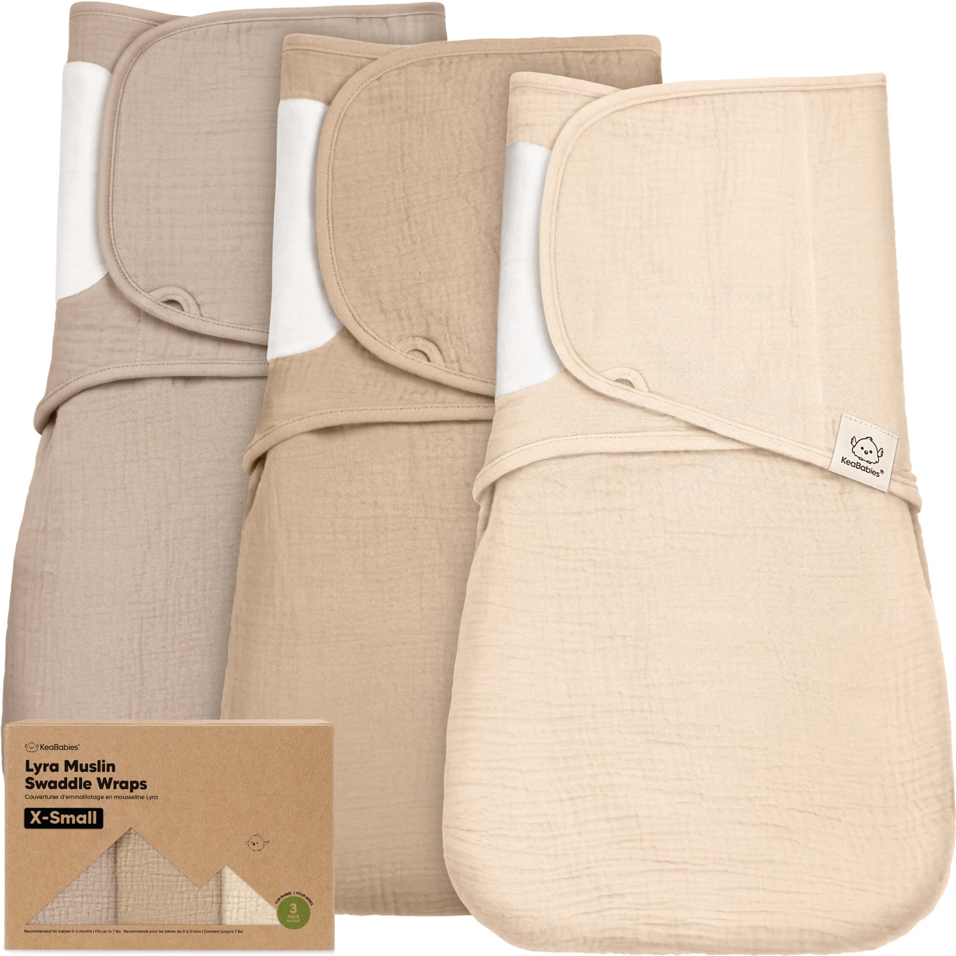 3-Pack Lyra Muslin Swaddle Wraps 32539679228090