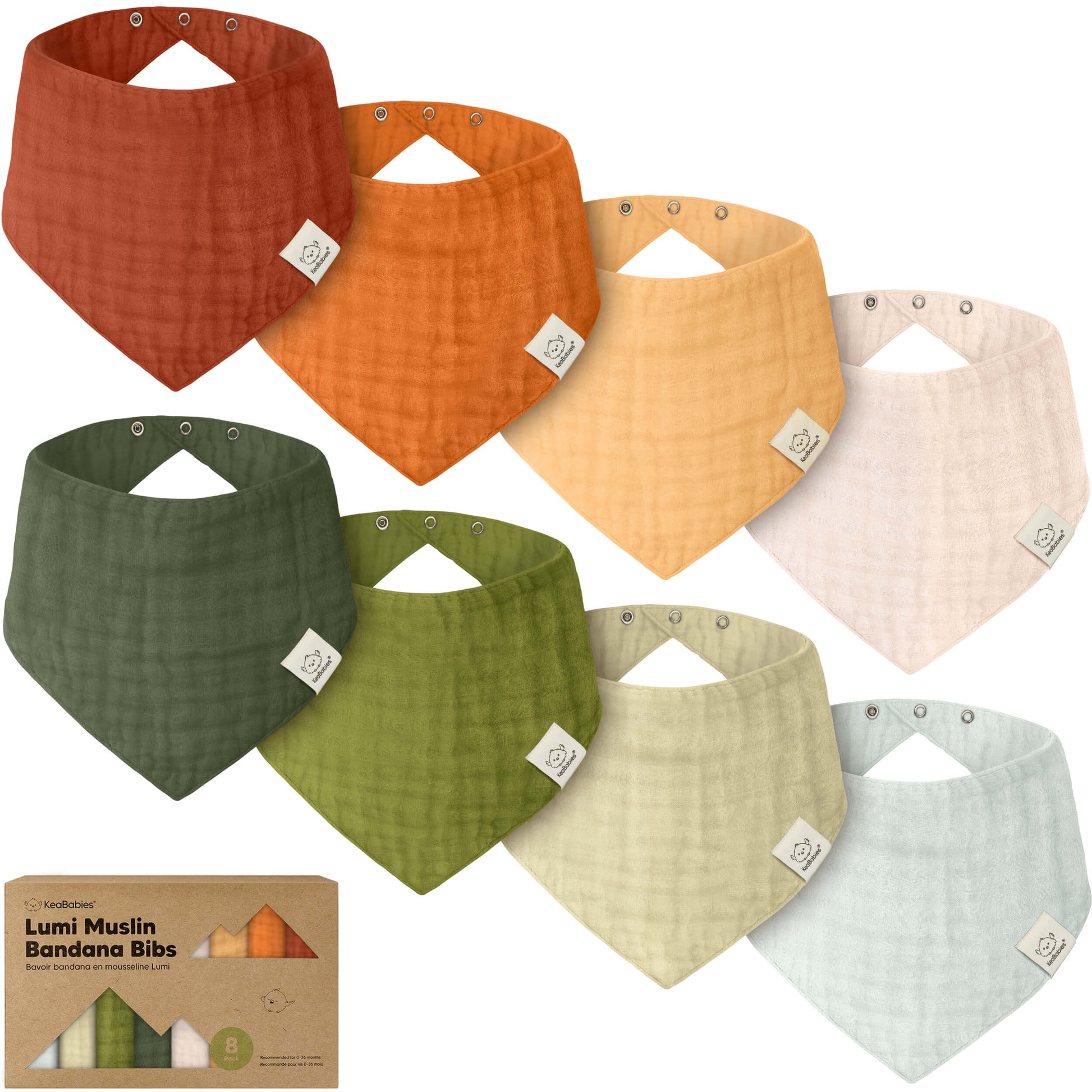 8-Pack Lumi Muslin Bandana Bibs 32659341770938