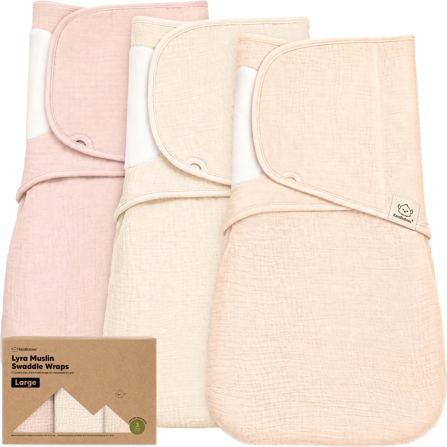 3-Pack Lyra Muslin Swaddle Wraps 32635739209914