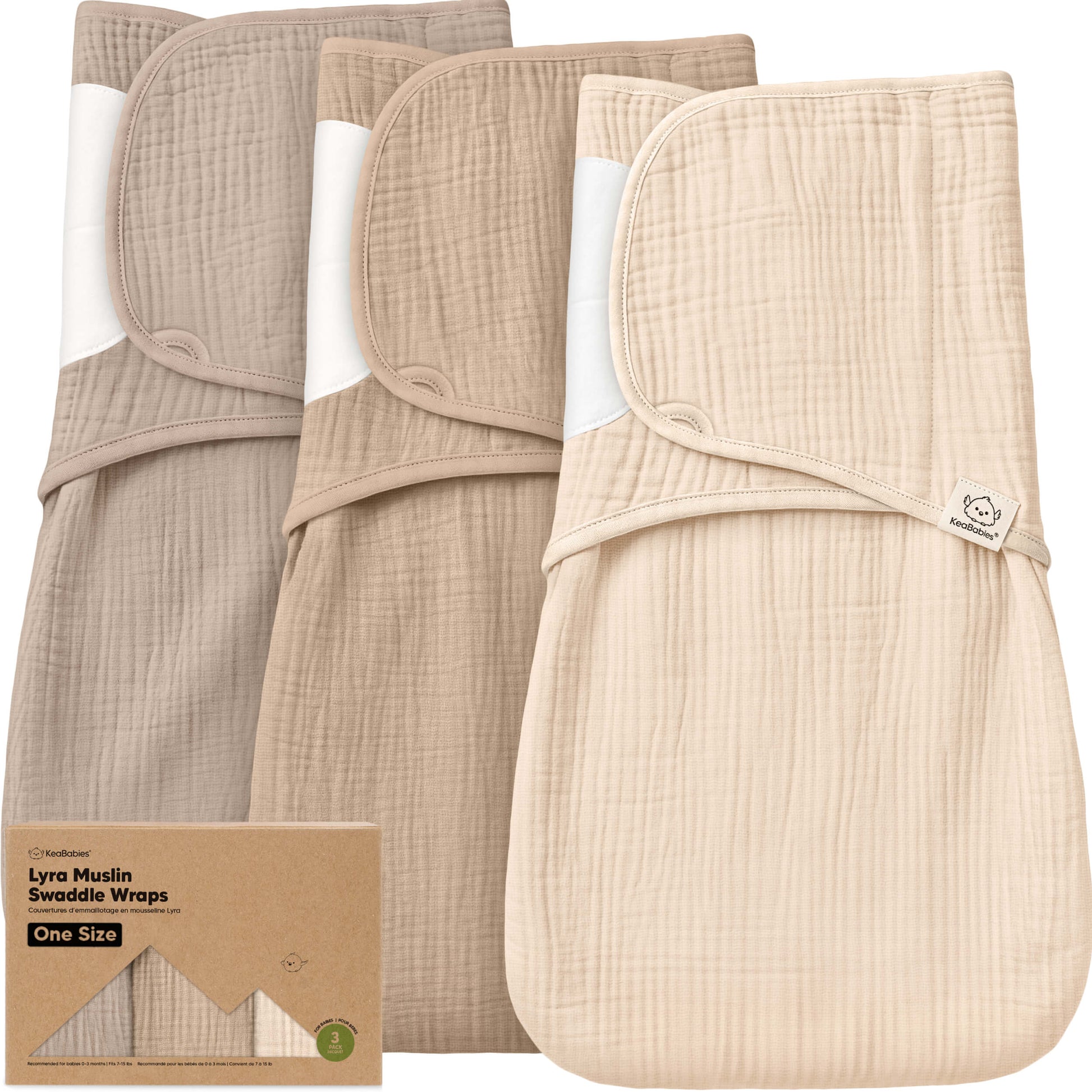 3-Pack Lyra Muslin Swaddle Wraps 33586255986874