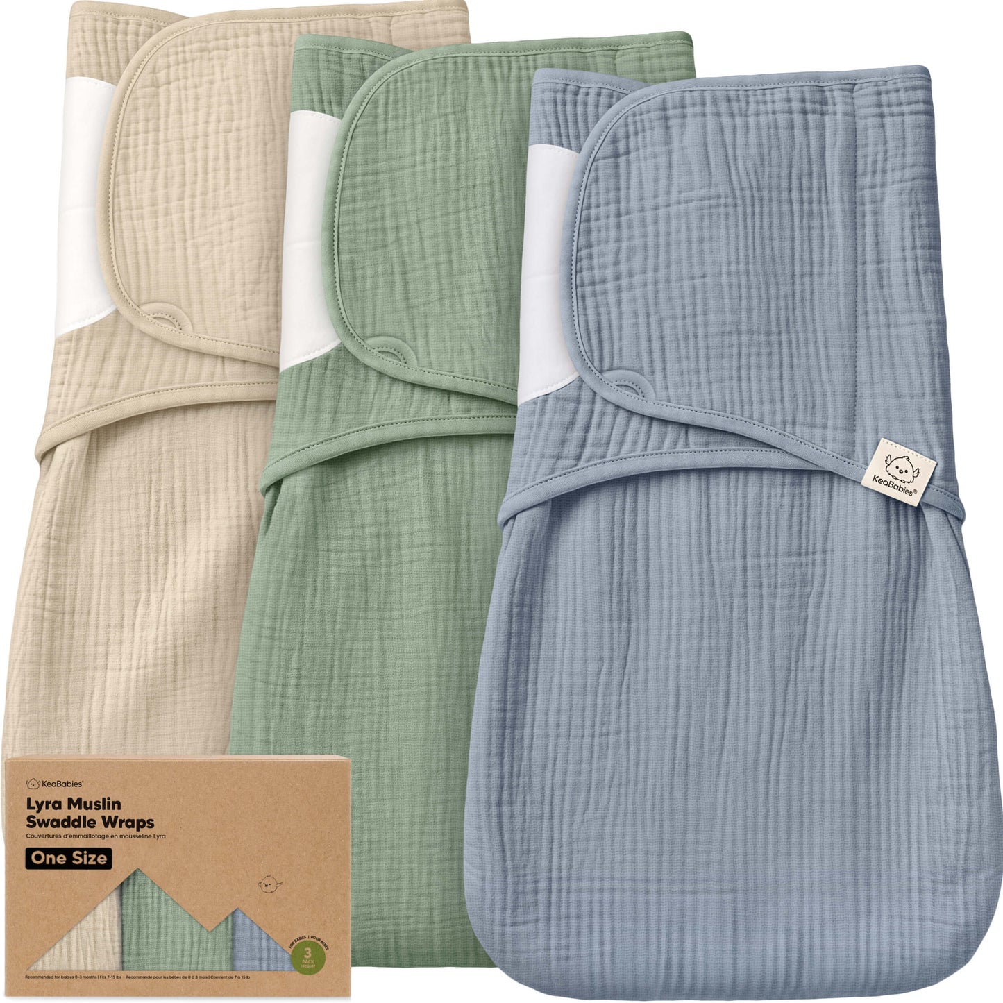 3-Pack Lyra Muslin Swaddle Wraps 33586217648314