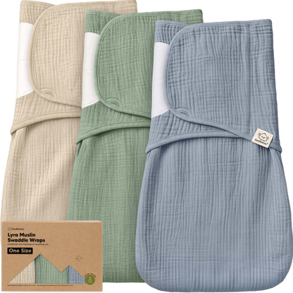 3-Pack Lyra Muslin Swaddle Wraps