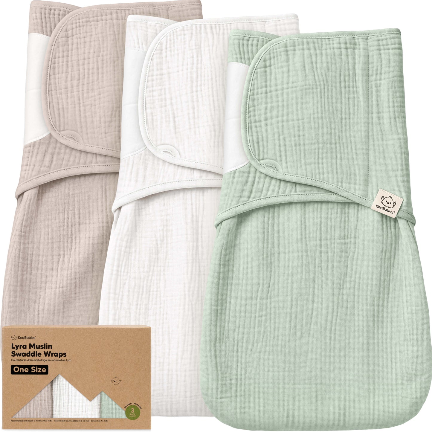 3-Pack Lyra Muslin Swaddle Wraps 33586276696250