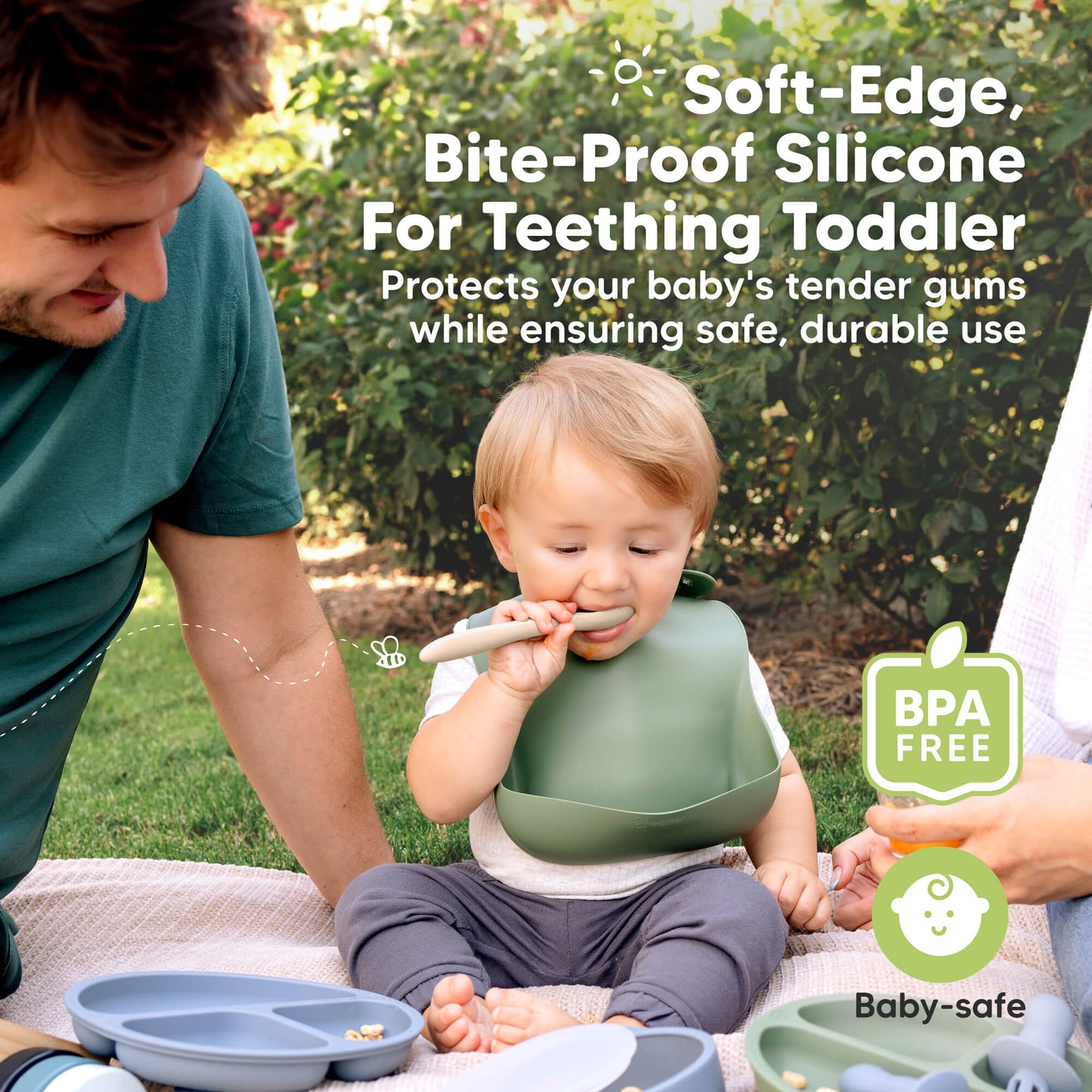 Soft-Edge Bite-Proof Silicone For Teething Toddlers, protects tender gums while ensuring safe, durable use, BPA-free and baby-safe. 28965942591674