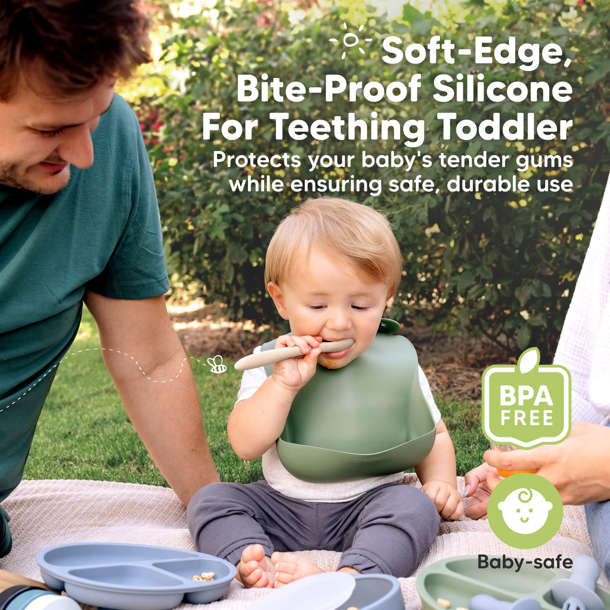 Soft-Edge Bite-Proof Silicone For Teething Toddlers, protects tender gums while ensuring safe, durable use, BPA-free and baby-safe. 28965942591674