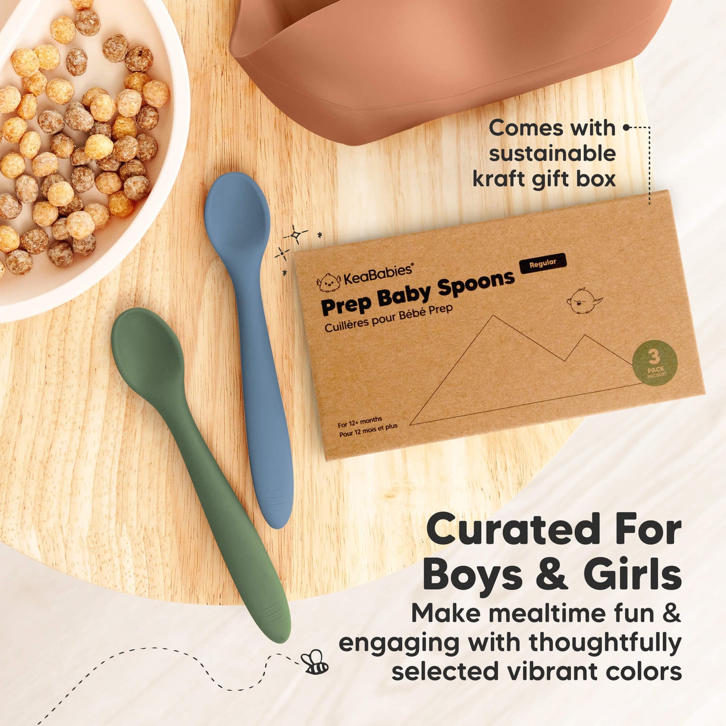 Curated For Boys & Girls, make mealtime fun and engaging with thoughtfully selected vibrant colors, comes with sustainable kraft gift box. 28965942755514