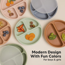 Load image into Gallery viewer, 3-Pack Prep Silicone Suction Plates with Lids (Macaron)
