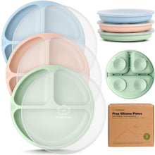 Load image into Gallery viewer, 3-Pack Prep Silicone Suction Plates with Lids
