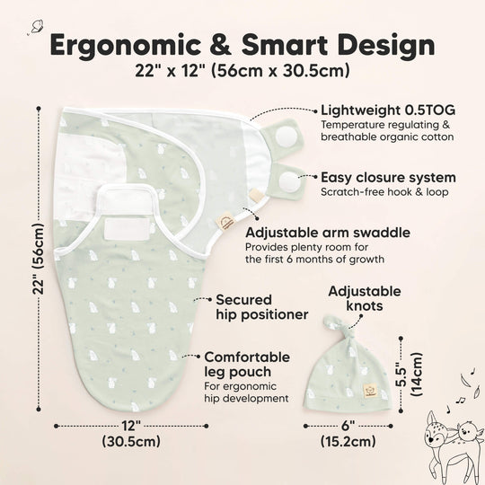 3-Pack Soothe Swaddle Wraps with Knot Hats (Bunnies)