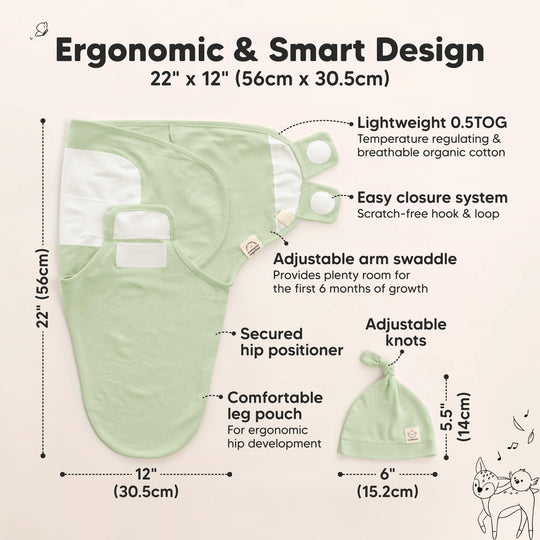 3-Pack Soothe Swaddle Wraps with Knot Hats (Fleur)