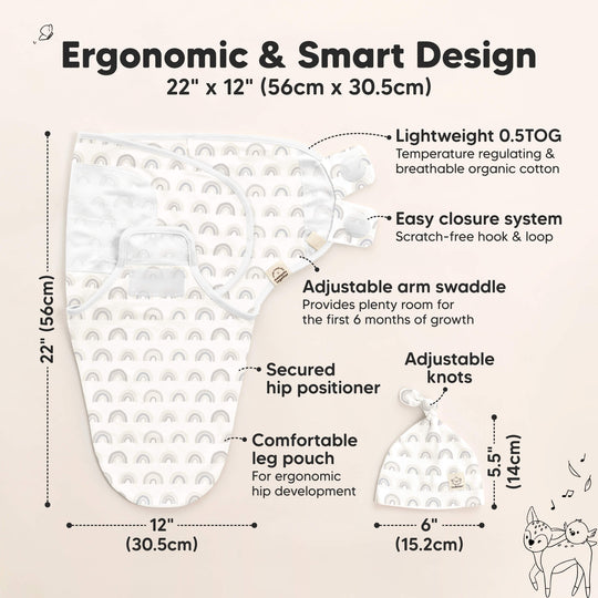 3-Pack Soothe Swaddle Wraps with Knot Hats (Shifts)