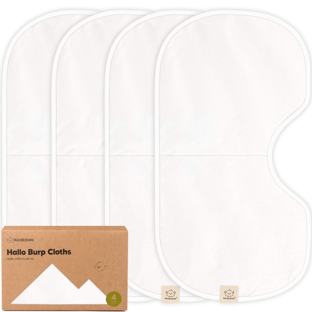 4-Pack Hallo Burp Cloths (Soft White)