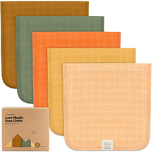 Load image into Gallery viewer, 5-Pack Lumi Muslin Burp Cloths
