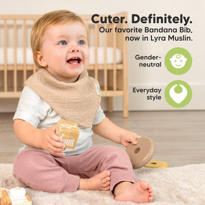 Cuter. Definitely. - Our favorite Bandana Bib, now in Lyra Muslin. Gender-neutral and for Everyday style. 46190328250554