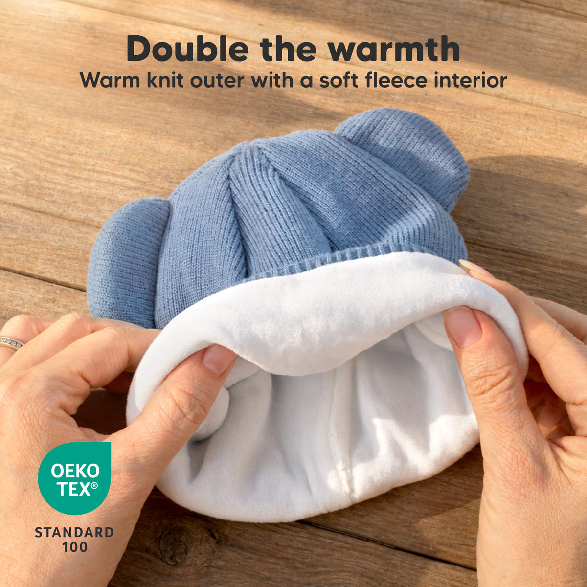 Double the warmth - Warm knit outer with a soft fleece interior. OEKO-TEX Standard 100.
 47148184469690
