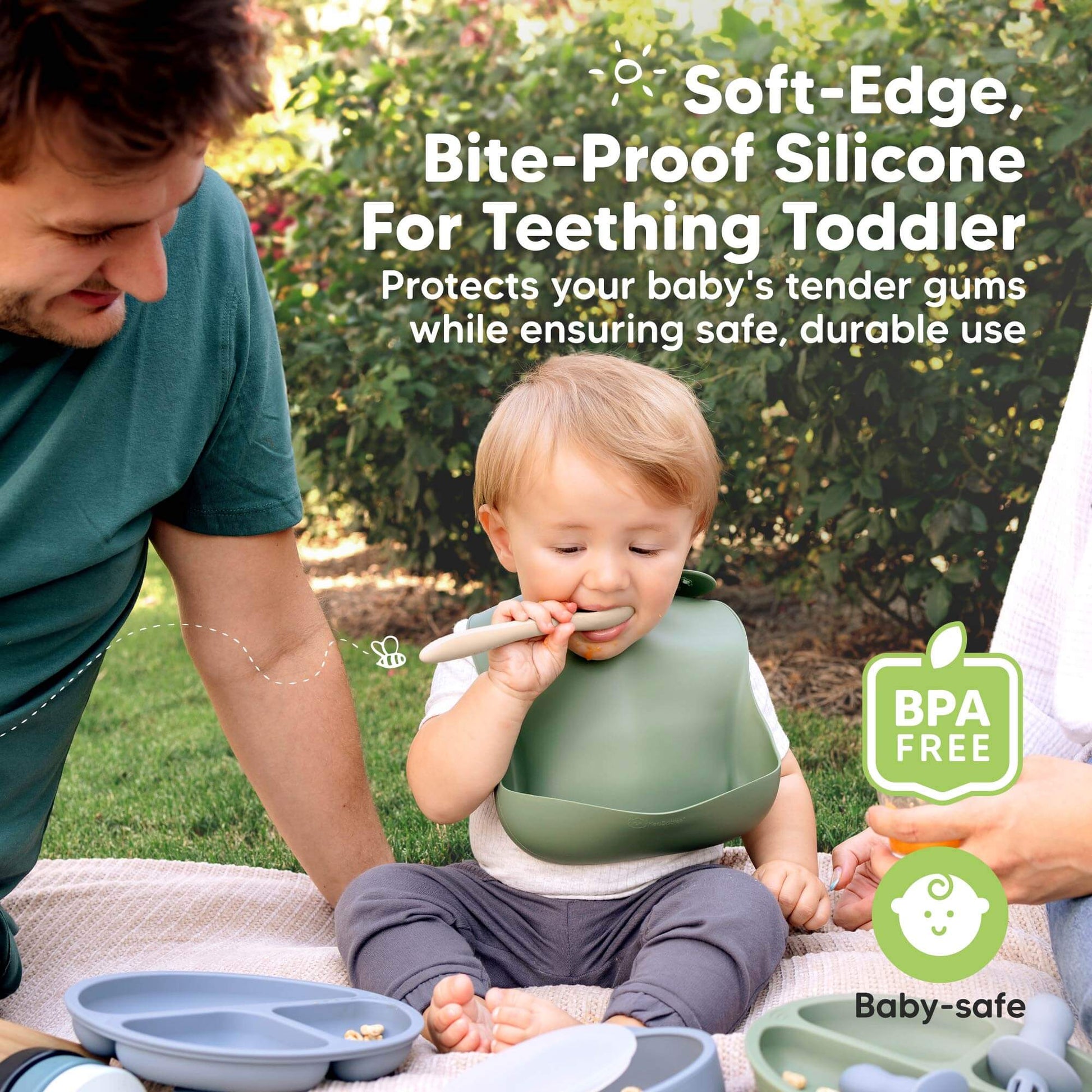 Soft-Edge Bite-Proof Silicone For Teething Toddlers, protects tender gums while ensuring safe, durable use, BPA-free and baby-safe. 30848644513978