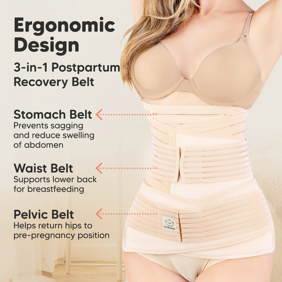 Ergonomic Design: 3-in-1 Postpartum Recovery Belt, Stomach belt prevents sagging & reduces swelling of abdomen, Waist belt supports lower back for breastfeeding, Pelvic belt helps return hips to pre-pregnancy position
 29846952509626