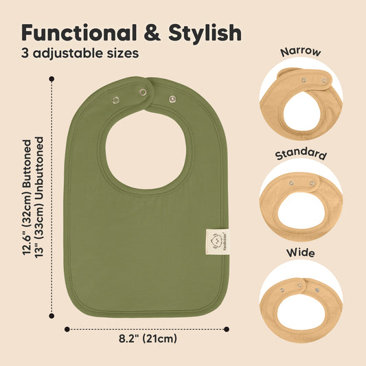 Functional and stylish - 3 adjustable sizes (narrow, standard, wide). Bibs size at 12.6 inches length and 8.2inches wide.-on-hover