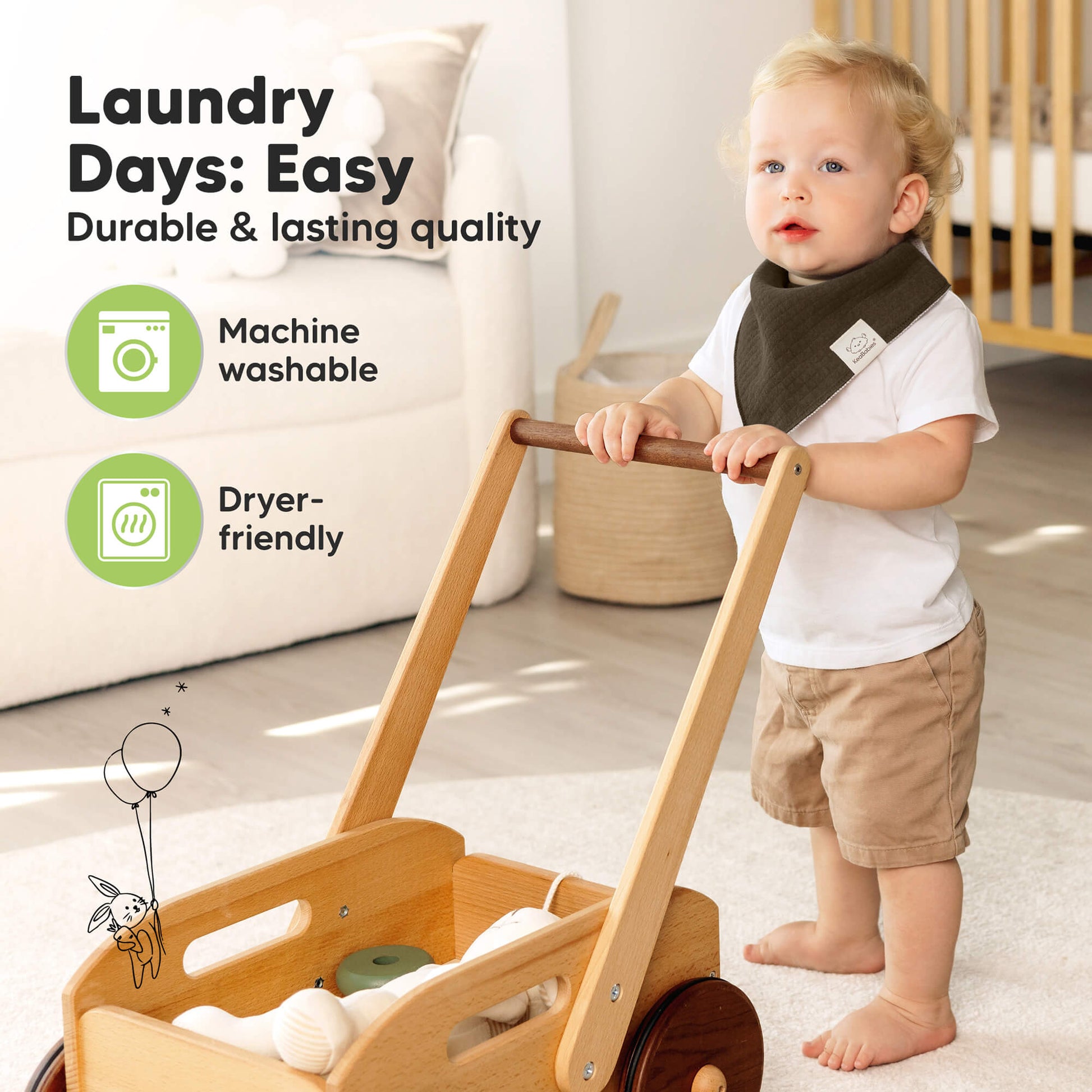 Laundry Days: Easy, durable & lasting quality, machine washable and dryer-friendly.
 28971244093626