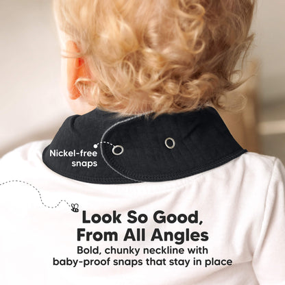 Look So Good From All Angles with bold, chunky neckline and baby-proof snaps that stay in place.
 28971244126394