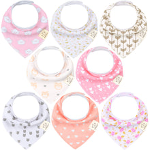 Load image into Gallery viewer, 8-Pack Organic Bandana Bibs (Girl)
