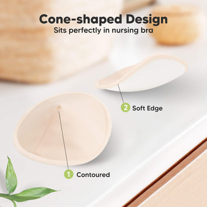 Cone-shaped Design - Sits perfectly in nursing bra. Contoured, Soft Edge 32254763696314