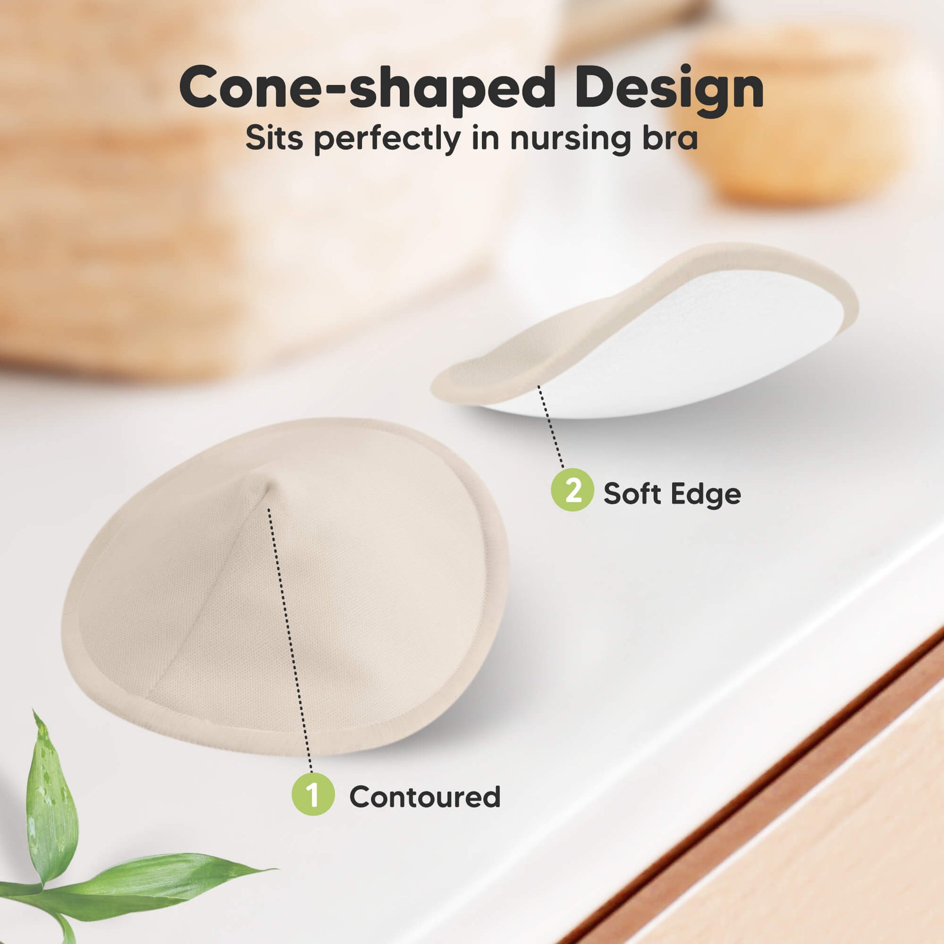 Cone-shaped Design - Sits perfectly in nursing bra. Contoured, Soft Edge 32254774968506