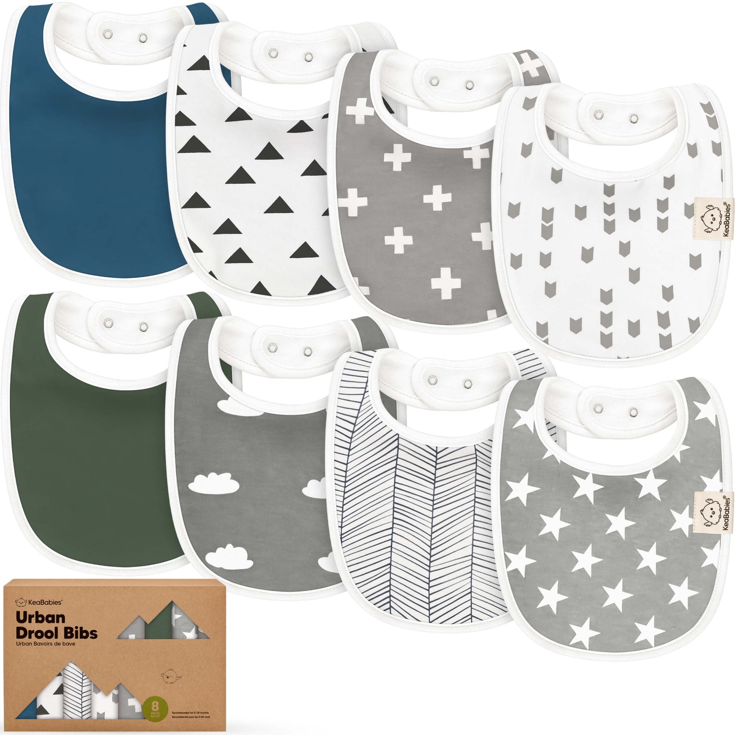 8-Pack Urban Drool Bibs 29653956231354