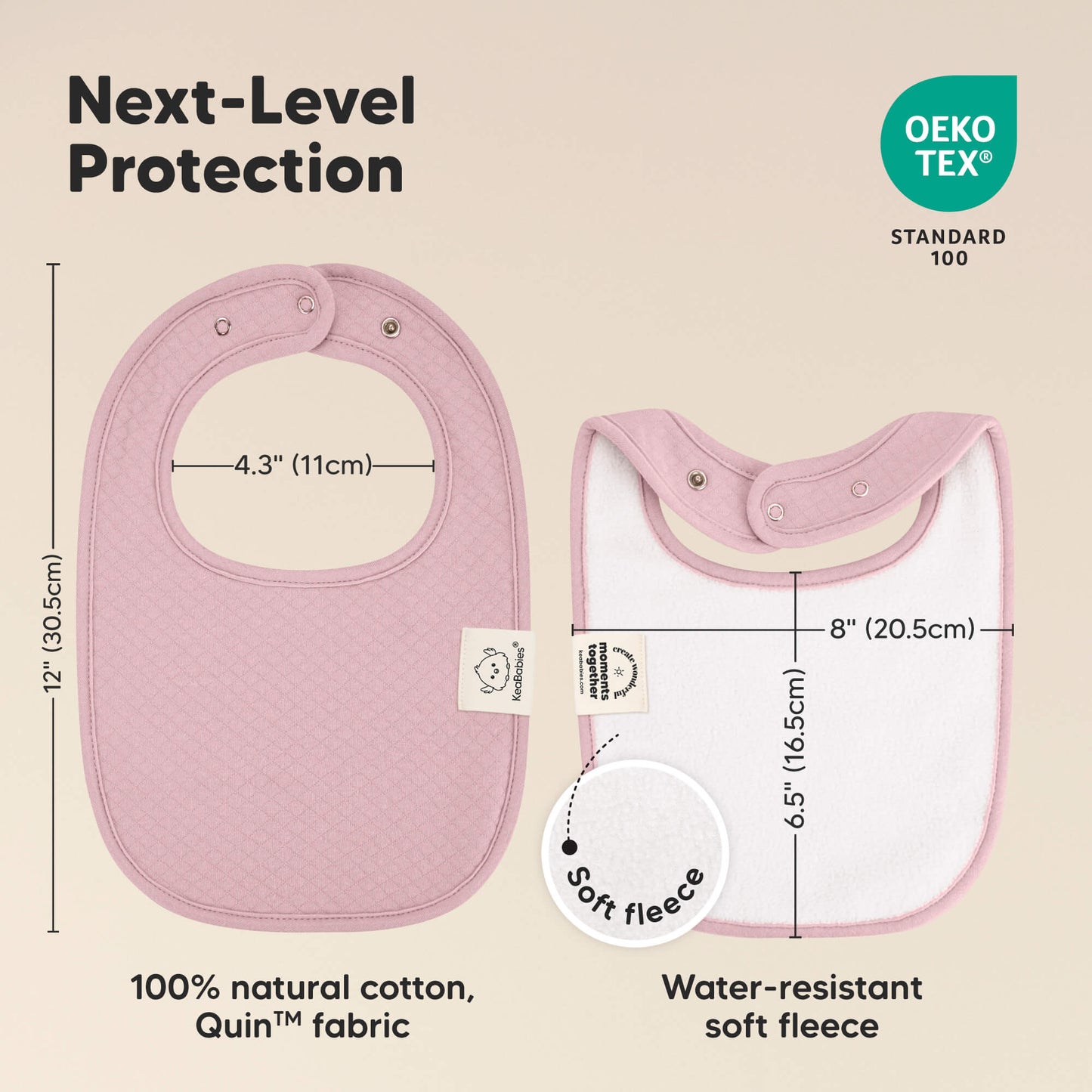 Next-Level Protection
8"x6.5" (20.5cm x16.5cm) 
100% natural cotton, Quin Fabric
Water-resistant soft fleece 
OEKO TEX Standard 100  31990783541434