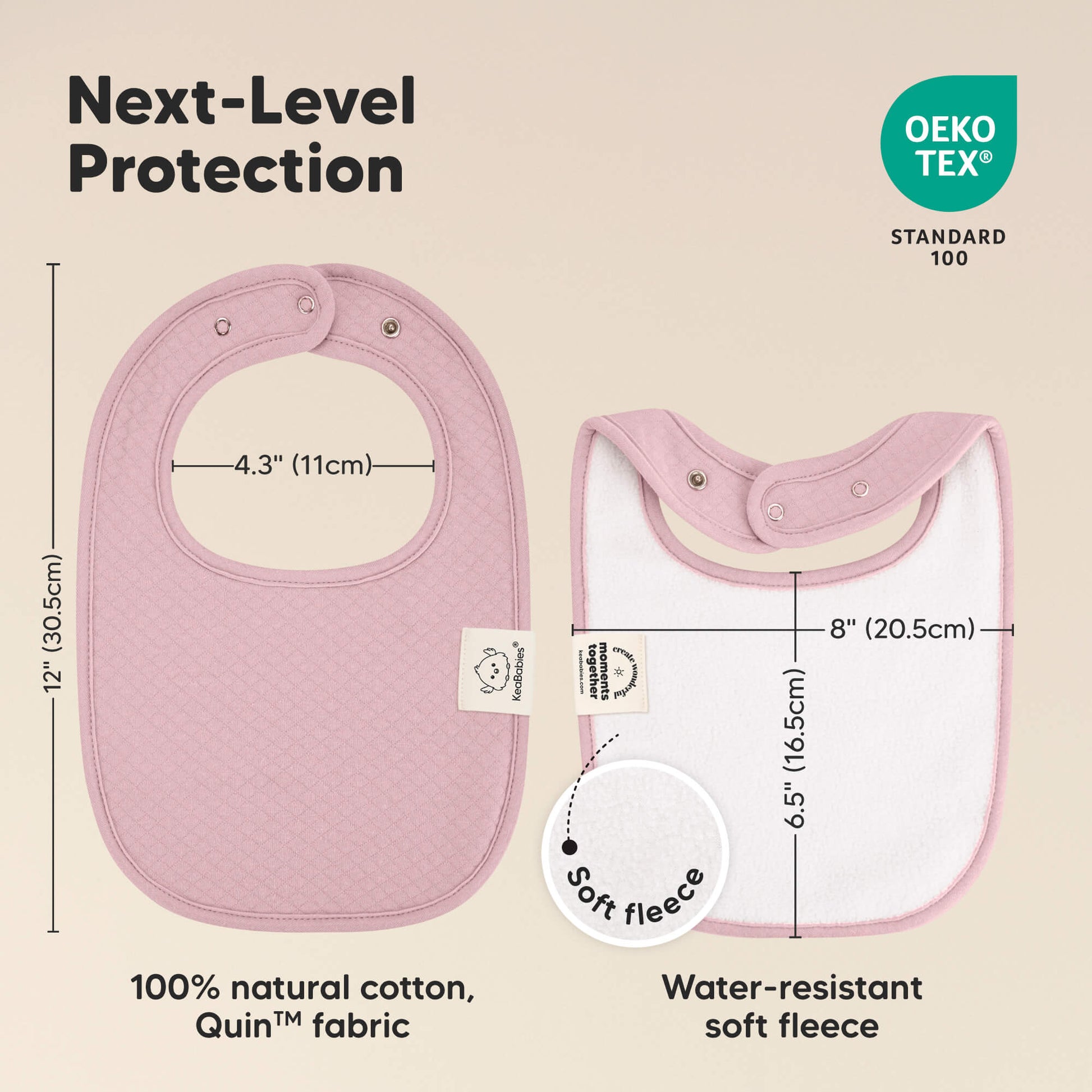 Next-Level Protection
8"x6.5" (20.5cm x16.5cm) 
100% natural cotton, Quin Fabric
Water-resistant soft fleece 
OEKO TEX Standard 100  31990783541434
