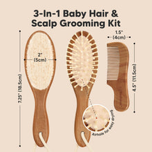 Load image into Gallery viewer, Baby Hair Brush and Comb Set (Dark Walnut)
