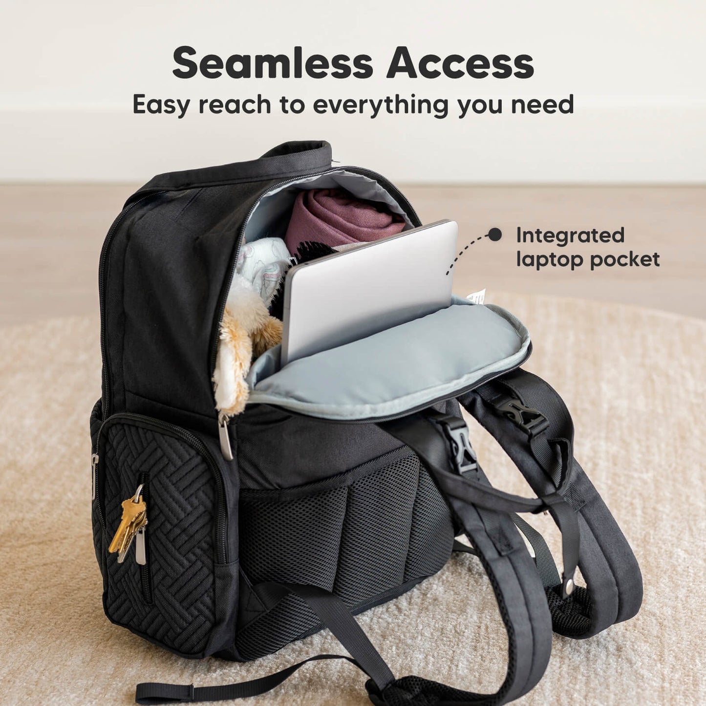 Seamless Access: Easy reach to everything you need, integrated laptop pocket
 26032740925626