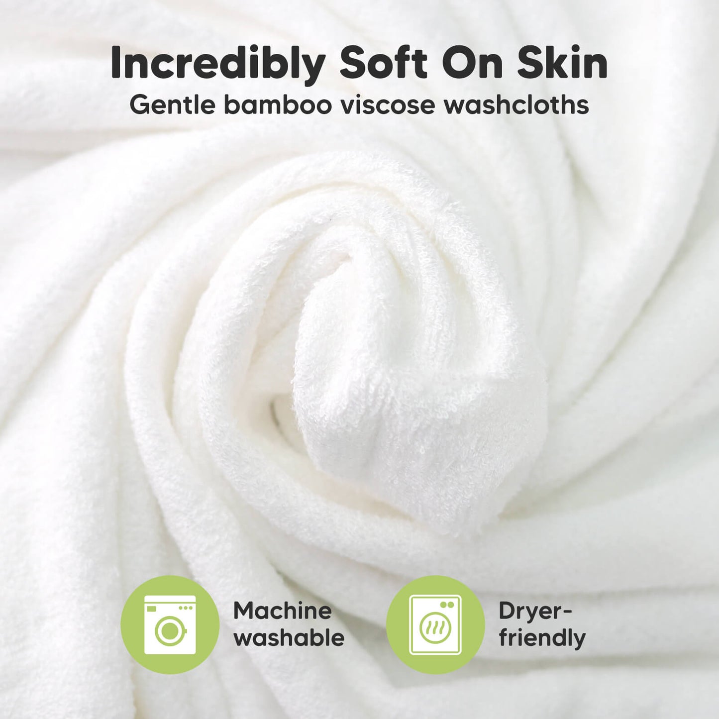 Incredibly Soft On Skin: Gentle bamboo viscose washcloths, Machine washable, Dryer-friendly
 26661862506682