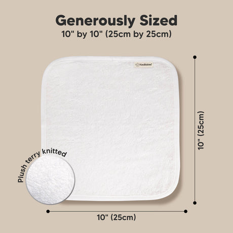 Generously Sized: 10" x 10" (25cm x 25cm), Plush, terry knitted

