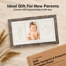 Load image into Gallery viewer, Baby Handprint &amp; Footprint Keepsake Duo Frame (Barnwood)

