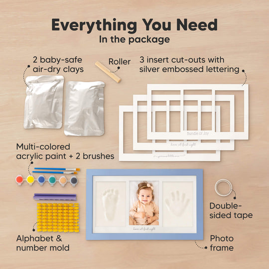 Baby Handprint & Footprint Keepsake Duo Frame (Cornflower)