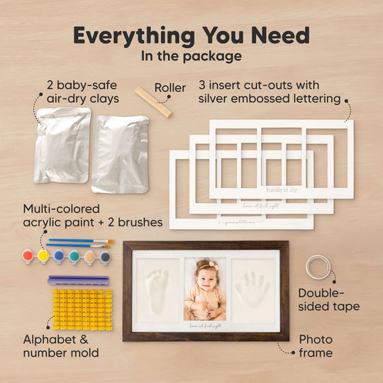 Baby Handprint & Footprint Keepsake Duo Frame (Dark Walnut)