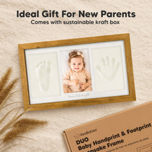 Load image into Gallery viewer, Baby Handprint &amp; Footprint Keepsake Duo Frame (Golden Wheat)
