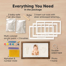 Load image into Gallery viewer, Baby Handprint &amp; Footprint Keepsake Duo Frame (Medium Oak)
