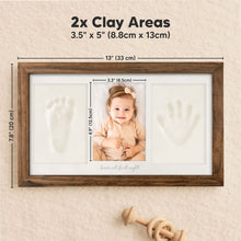 Load image into Gallery viewer, Baby Handprint &amp; Footprint Keepsake Duo Frame (Medium Oak)
