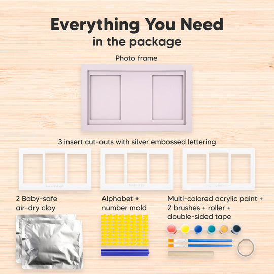 Baby Handprint & Footprint Keepsake Duo Frame (Soft Lilac)