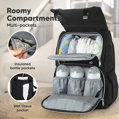 Roomy Compartments, Multi-pockets
Insulated bottle pockets, 
Wet tissue pocket 27404089196730