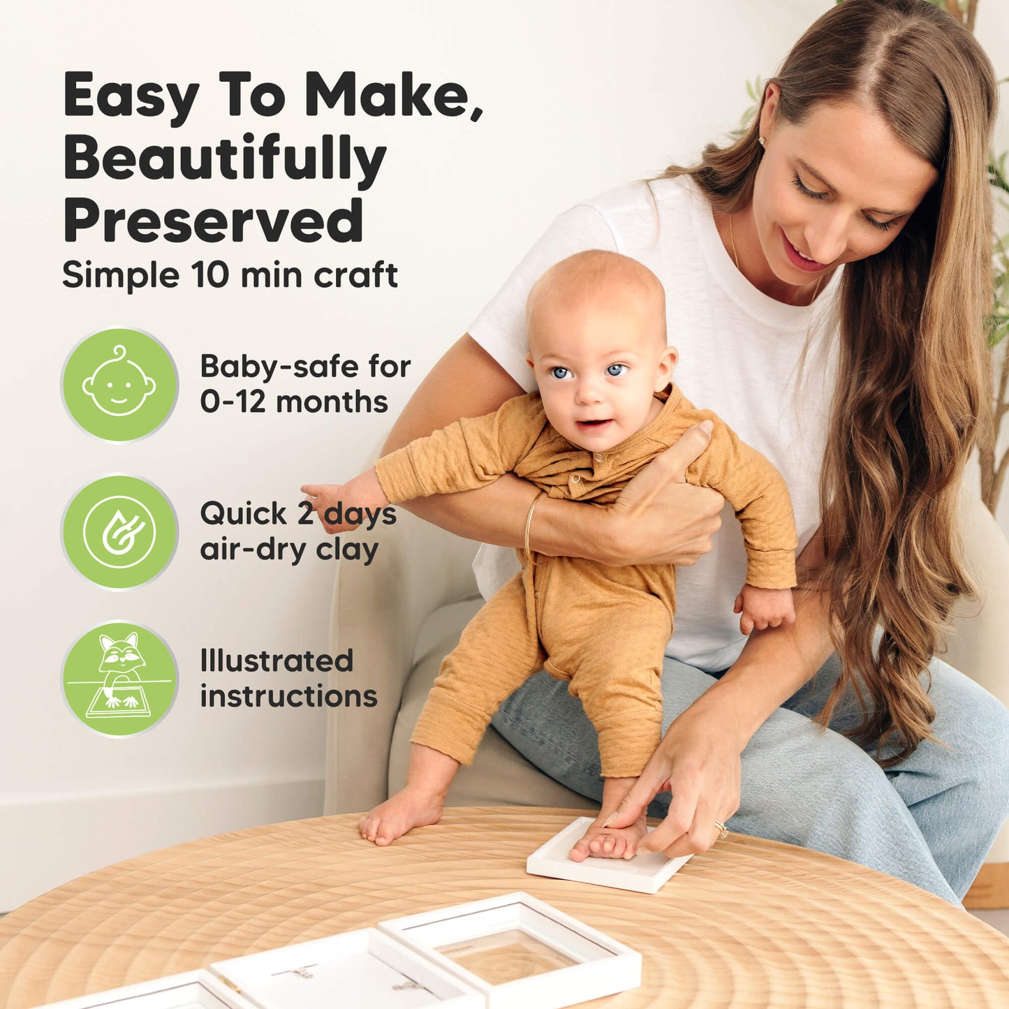 Easy To Make, Beautifully Preserved: Simple 10 min craft, Baby-safe 0–12 months, Quick 2 days air-dry clay, Illustrated instructions 28430349631674