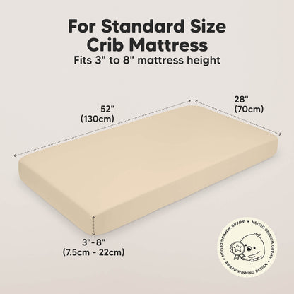 For Standard Size Crib Mattress - Size at 52 inches long, 28 inches wide, and Fits 3" to 8" mattress height 26727290962106