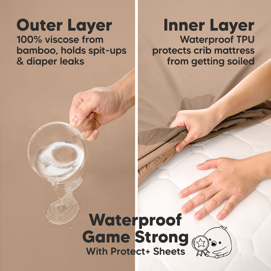 2-Pack Isla [Protect+] Waterproof Mini Crib Sheets (Latte)