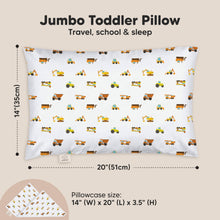 Load image into Gallery viewer, Jumbo Toddler Pillow with Pillowcase (Construction)
