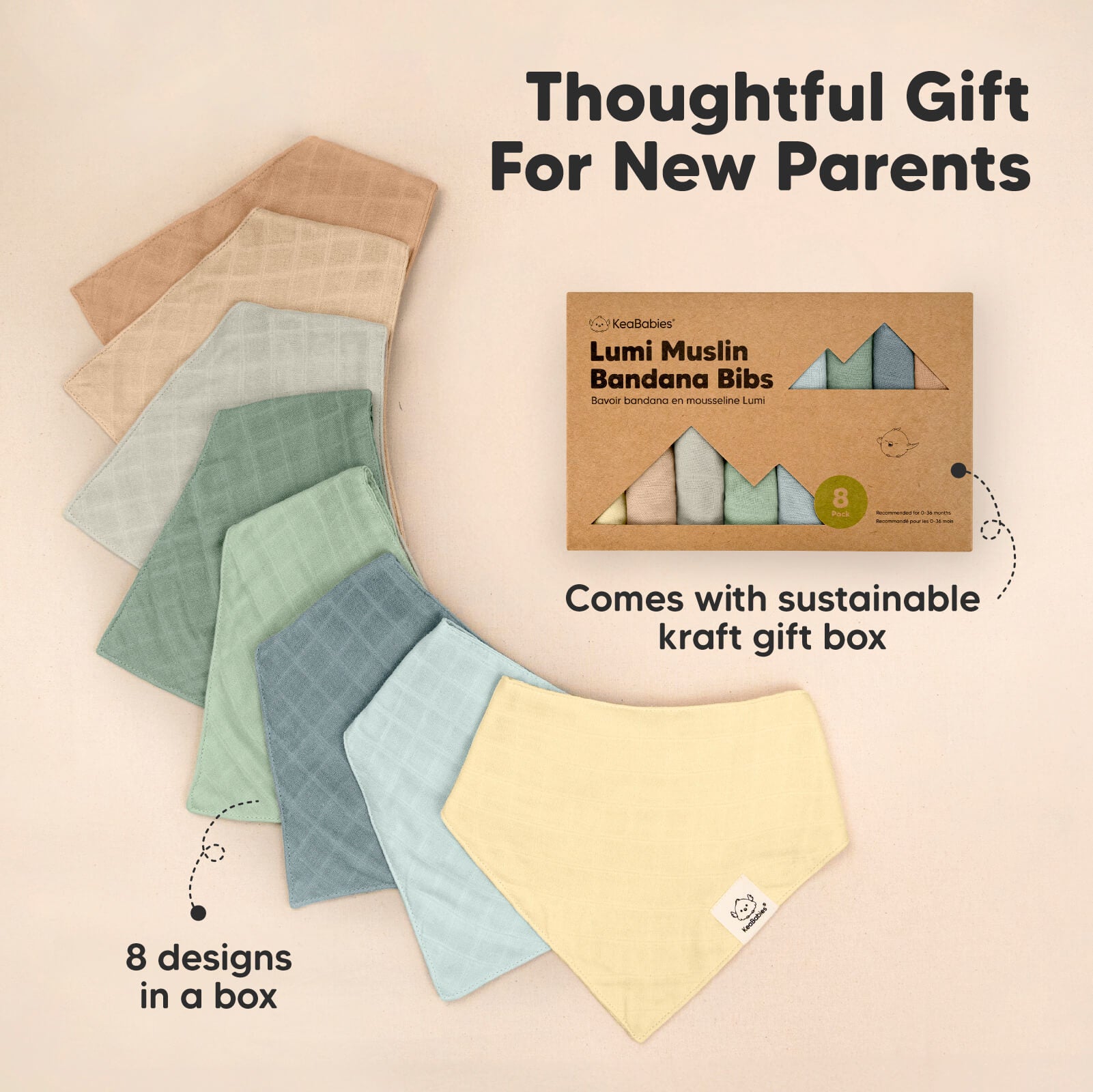Thoughtful Gift For New Parents, comes with sustainable kraft gift box, 8 designs in box.
 26659617505466