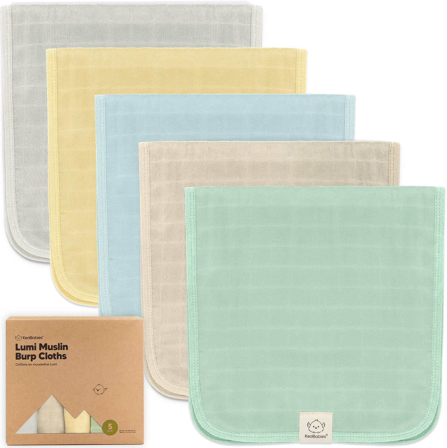 5-Pack Lumi Muslin Burp Cloths 25773555482810