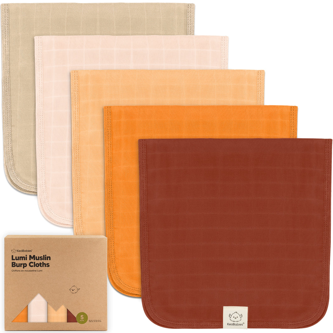 5-Pack Lumi Muslin Burp Cloths (Sahara)