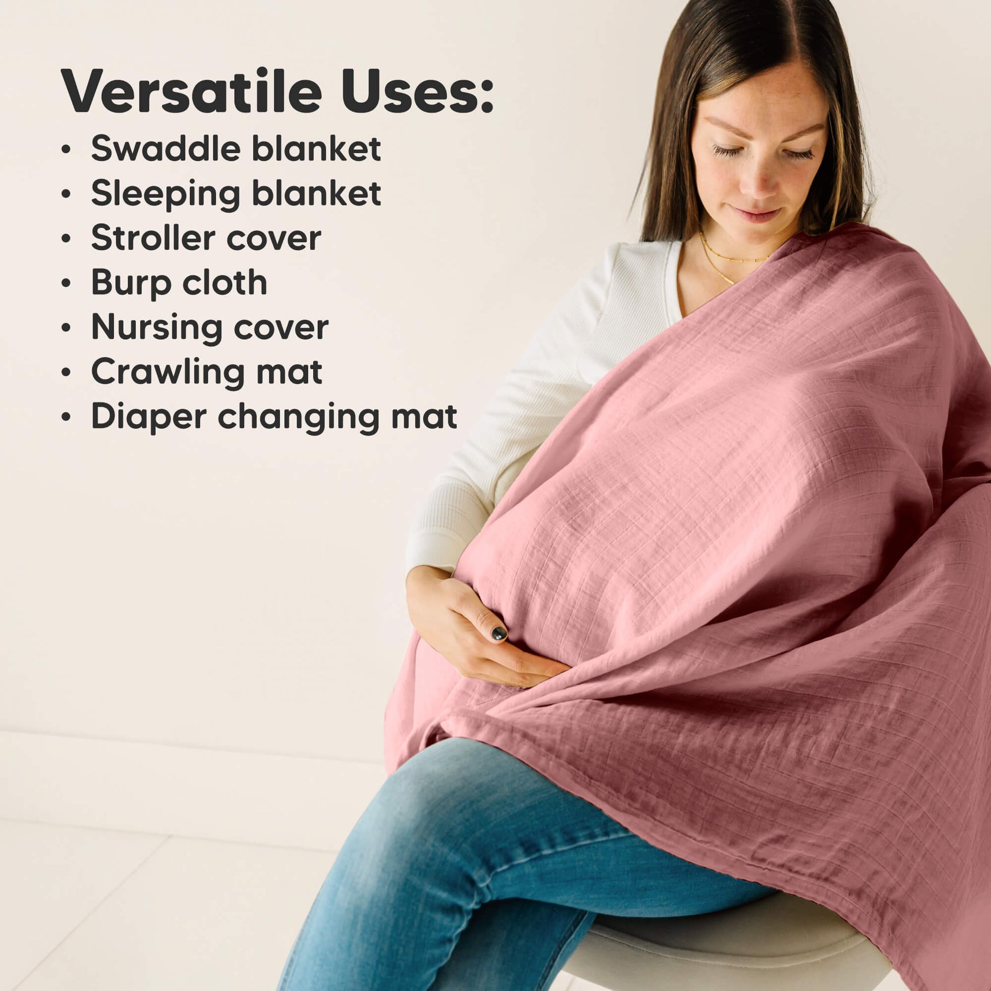 Versatile Uses: Swaddle blanket, Sleeping blanket, Stroller cover, Burp cloth, Nursing cover, Crawling mat, Diaper changing mat
 30161243275450